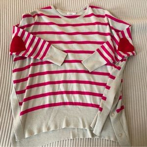 Mersea sweater with red hearts on the elbows ! Perfect condition only worn once.